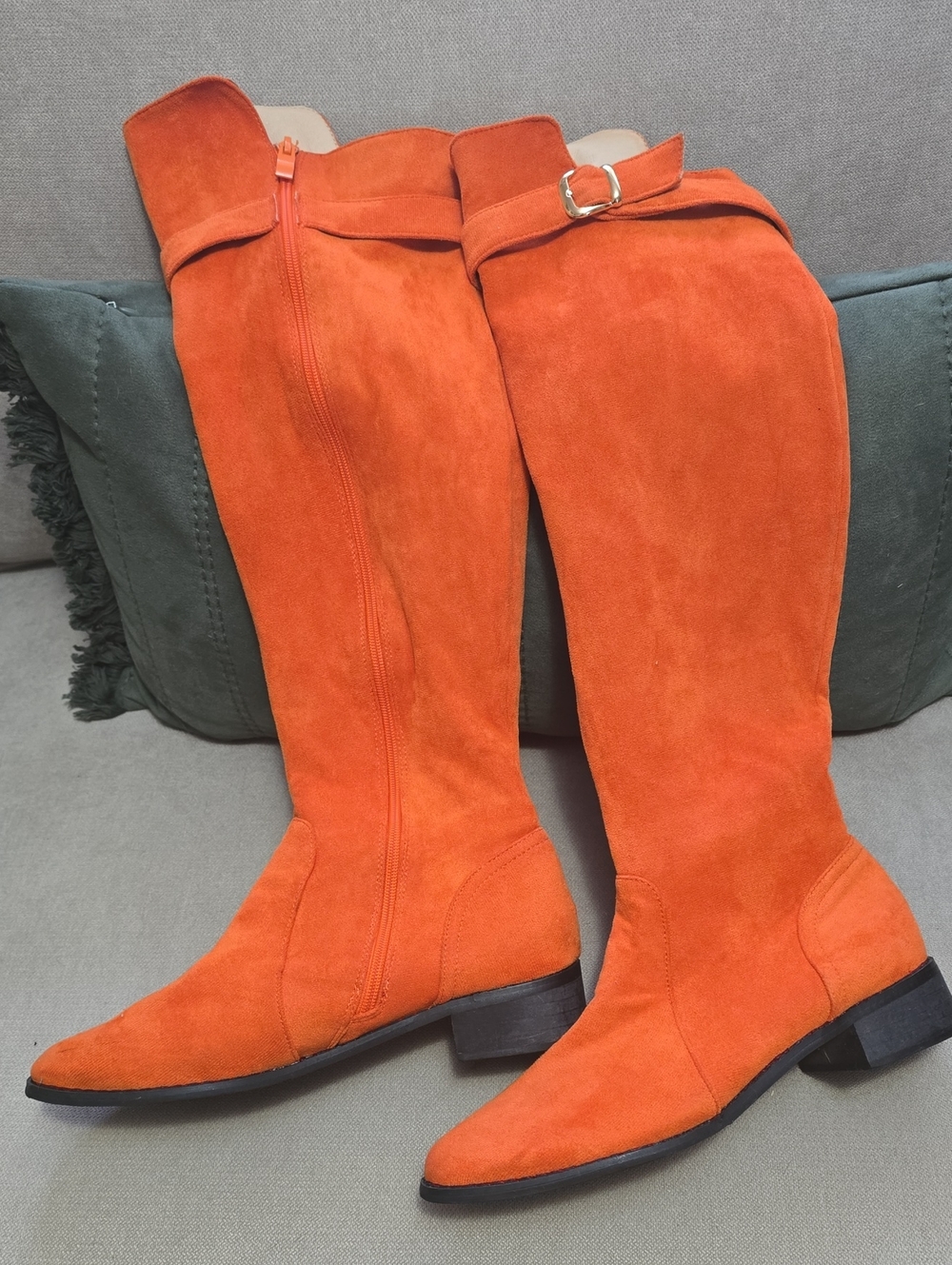 Orange Ultra Suede High Boots Sz 41